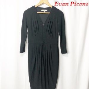 Evan Picone-Black V Neck Zipper Event dress 4